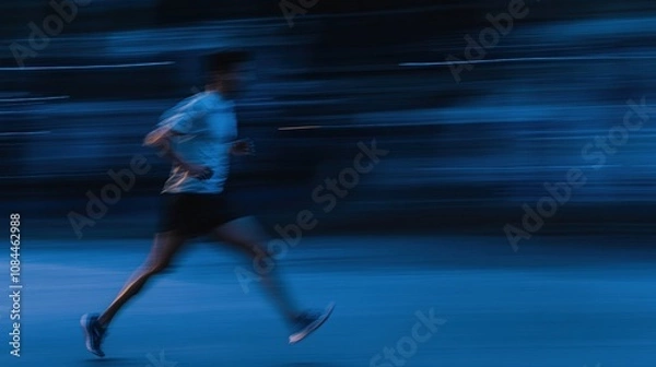 Fototapeta Runner in motion captured with a blur effect, creating a sense of speed and energy, AI