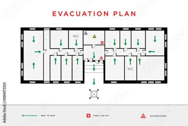 Obraz evacuation plan. fire evacuation diagram. vector