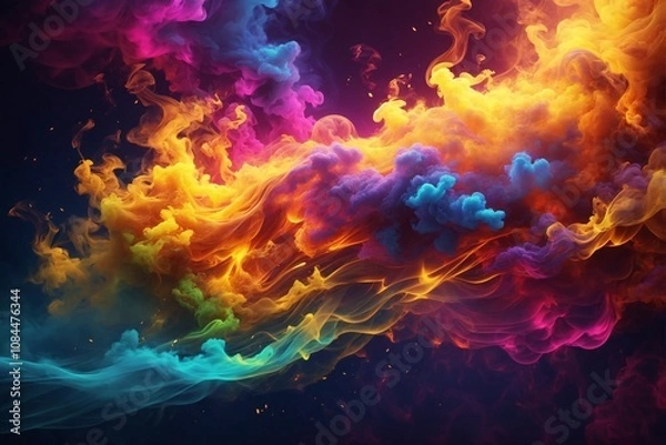 Fototapeta Neon Smoke Wallpaper, Neon Smoke Background, Smoke Effects Background, Smoke Wallpapers, Smoke Background, Abstract Smoke Wallpapers, AI Generative