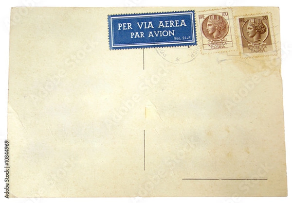 Obraz Blank Postcard with postage stamps