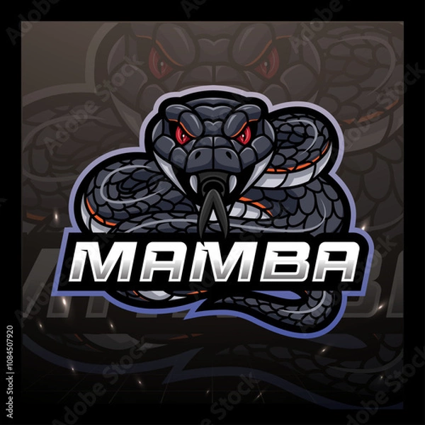 Obraz The black mamba snake mascot e sport logo design