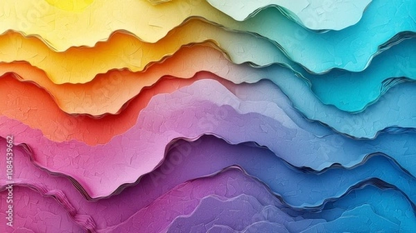 Fototapeta Abstract Rainbow Layered Design: A Vibrant Colorful Paper Relief Art