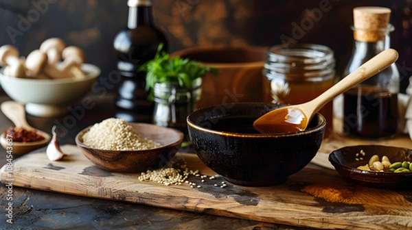 Obraz Exploring Culinary Substitutes for Oyster Sauce: From Soy and Miso to Worcestershire and Hoisin, Wide Variety of Flavorful Ingredients