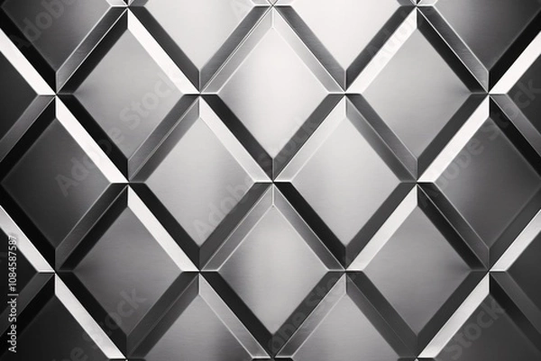 Fototapeta Polished Semigloss background, 3D Geometric Background, Metallic 3D Pattern, 3D Tile Wallpaper, Relief pattern, Abstract CG background, AI Generative
