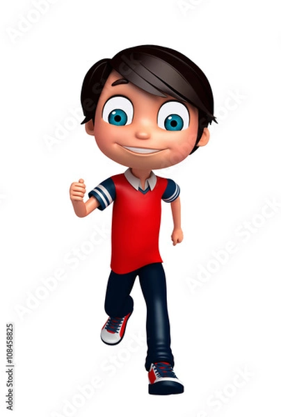 Fototapeta 3D Render of Little boy running pose