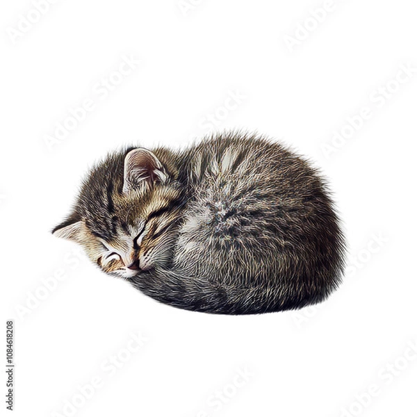 Obraz Adorable Sleeping Kitten Curled Up Peacefully