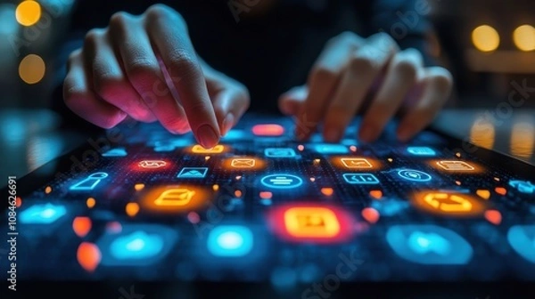 Fototapeta customer service support concept customer help center businessman using tablet with support service icons on virtual screen