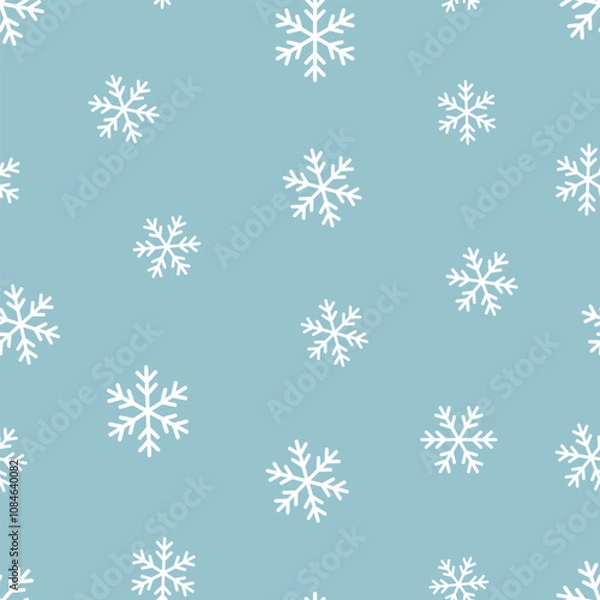 Obraz Snowflakes vector seamless pattern. Snowfall Christmas repeat backdrop. Seamless pattern Christmas snowfall, backdrop winter snowflake illustration	