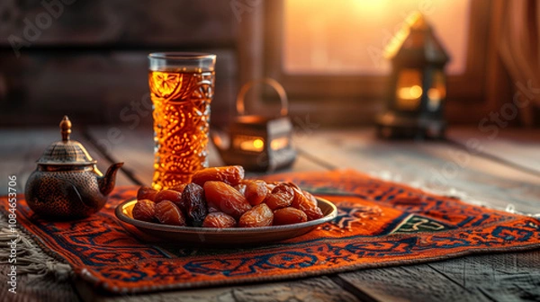 Obraz Dates, lantern, ramadan kareem.