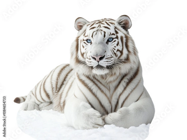Obraz Elegant White Tiger Sitting Gracefully
