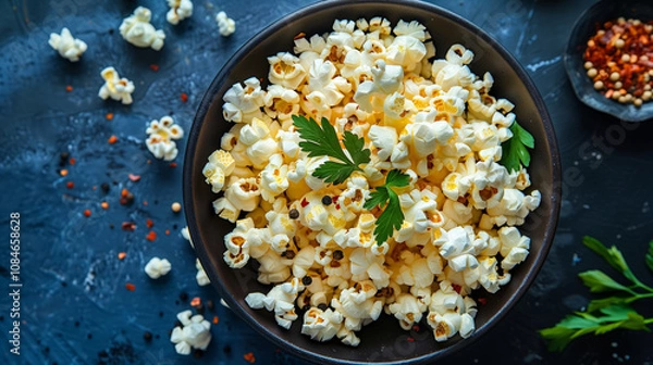 Obraz A bowl of salted popcorn.
