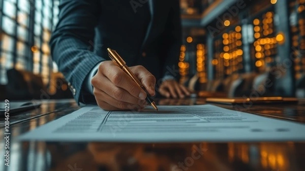 Fototapeta businessman checking the steps through document with a list of checkboxes regulations concepts of practices and policies rules and policies terms and conditions corporate governance documents