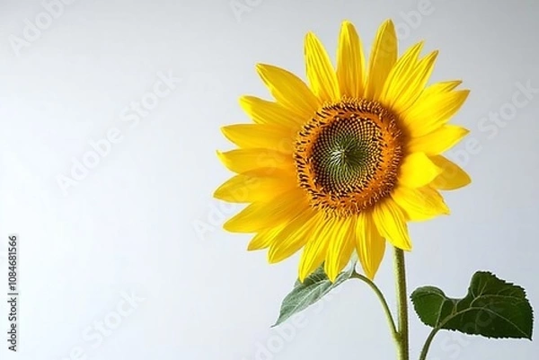 Fototapeta Beautiful Sunflower with Bright Yellow Petals Against a Light Background