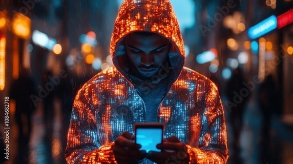 Fototapeta cyberattack cybercrime hacker smartphone internet web hack technology digital mobile phone in scammer hand data protection secured internet access cybersecurity banner stealing data informatio
