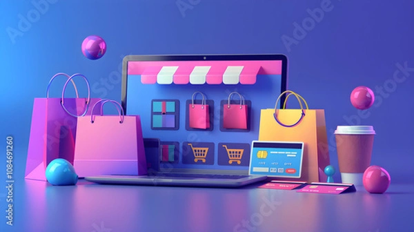 Fototapeta Strategizing Online Shopping: A Glimpse into an Efficient and Effective Digital Marketplace Experience