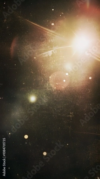 Fototapeta Captivating Cosmic Scene with Distant Stars, Radiant Lens Flare, and Textured Background Illustrating the Beauty of Space and Celestial Elements