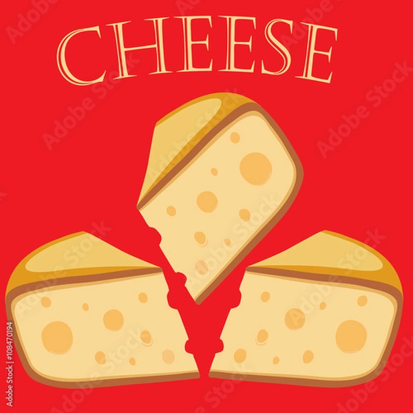 Fototapeta Кусочки вкусного ароматного элитного сыра, сырный логотип 