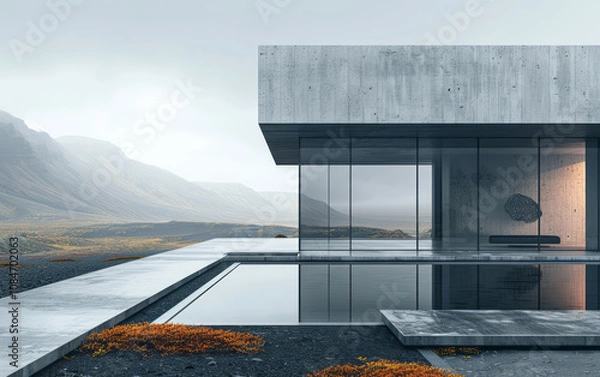Fototapeta Minimalist modern architecture and spatial structure
