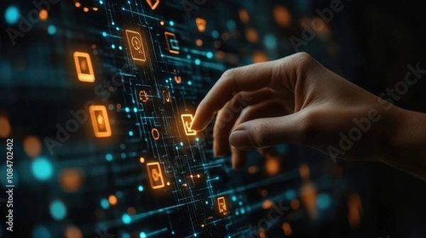 Fototapeta sase secure access service edge concept security framework that integrates software defined wide area networking sd wan person touching sase icons on virtual screen