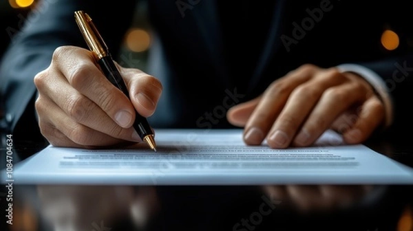 Obraz terms of use business concept businessman sign and terms of use and reading terms and conditions of website or service before clicking button agree and accept or decline online banking