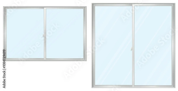 Obraz シルバーの引き違い窓　2種類セット