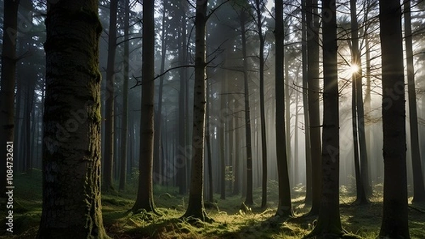 Obraz Germany, Bavaria, Baden-Wuerttemberg, trees in forest Generative AI