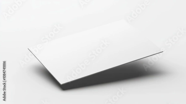Fototapeta A sleek, modern floating card design with a 3D perspective and shadows, ideal for presentations on a white background.