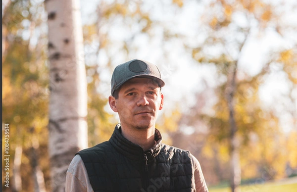 Obraz A close-up portrait of a man in a park