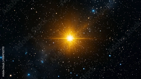 Fototapeta Star in the space, supernova in the universe, flash in the galaxy, illustration. Space backdrop
