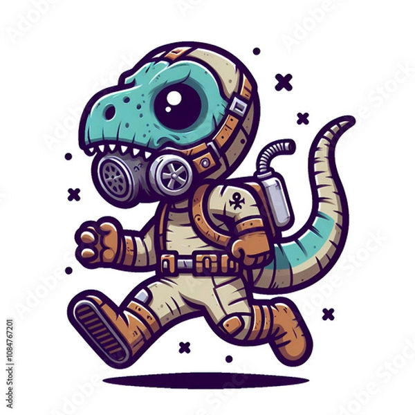 Obraz set of funny cartoon lizard