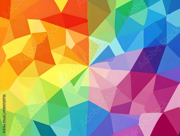 Obraz A vibrant, colorful abstract design featuring a mosaic of triangular shapes.
