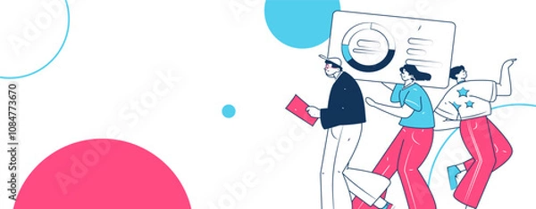 Fototapeta Flat vector illustration of business people operating work scene
