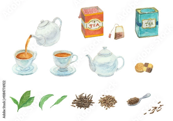 Obraz 水彩絵の具で描いた紅茶のイメージ
