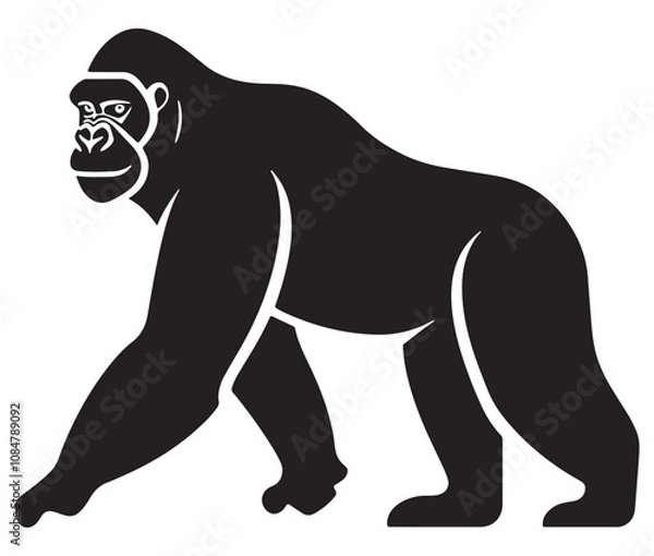 Fototapeta Cartoon gorilla silhouette icon, a minimal and gorilla vector silhouette