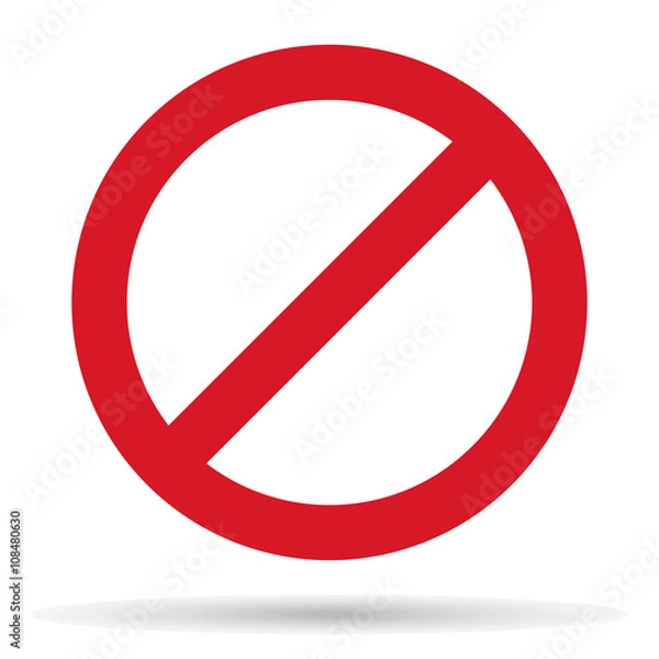 Fototapeta Icon prohibition with shadow isolated on a white background , stylish vector illustration for web design