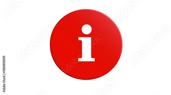 Fototapeta A Bright Red Informational Icon isolated on transparent background	