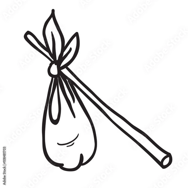 Fototapeta simple black and white hobo sack