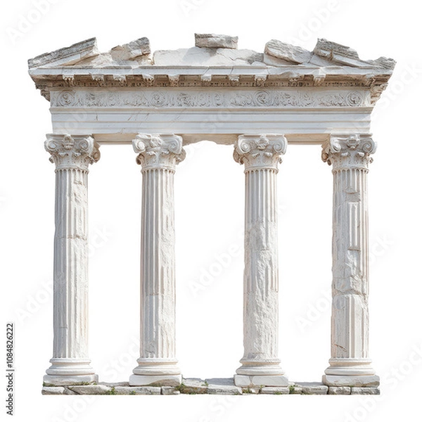 Fototapeta The four pillars are white and are part of a building