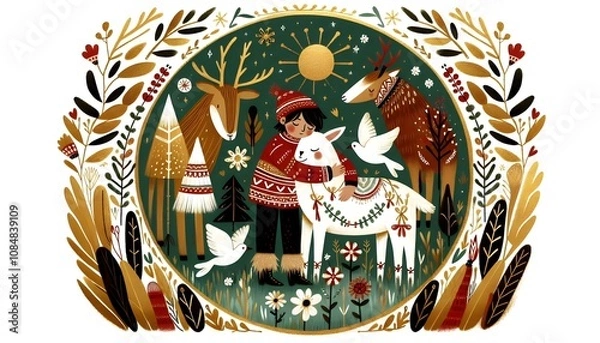 Fototapeta Abrazos de Navidad en el Bosque Invernal