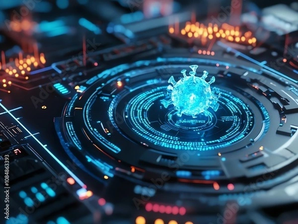 Obraz Futuristic digital virus technology concept.