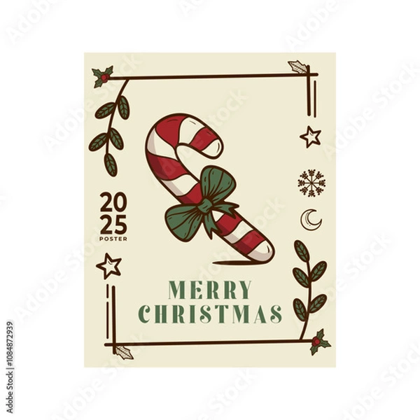 Fototapeta Christmas Card Design Template with Decorative. Elegant Christmas Greeting Card Concept with Ornate Frame.