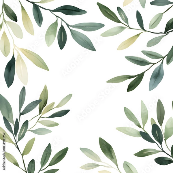 Fototapeta modern 2D doodle cartoon flower concept with open space for text, featuring whimsical floral and leafy elements on crisp white backgrounds.