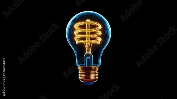 Fototapeta Minimal 3D of a Lightbulb Icon with Filament Detail