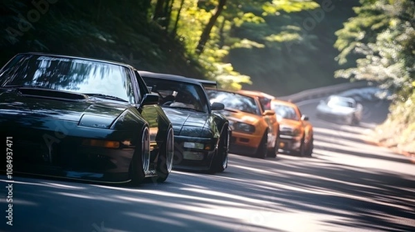 Fototapeta Dynamic Touge Car Meetup Event