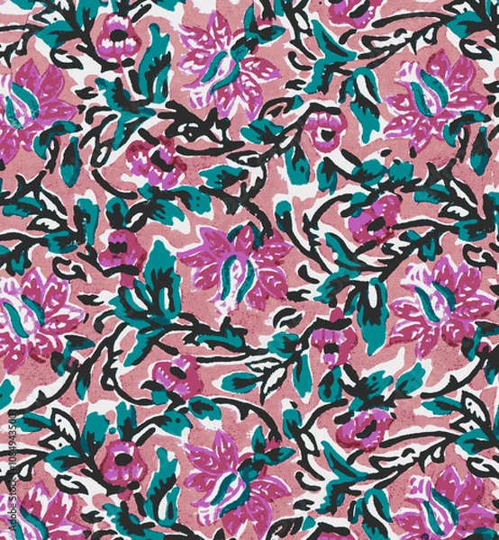Obraz Ajrakh Pattern and block print and batik print Background digital printing textile pattern
