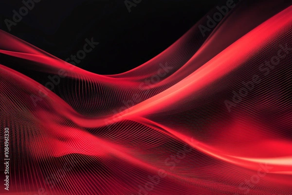 Fototapeta Abstract Red and Black Waves with Flowing Lines, Smooth Curves, and Dynamic Fluid Motion in Modern Art Design