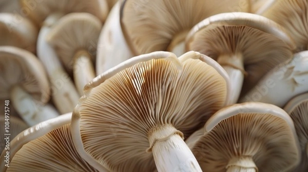 Fototapeta Mushroom on a hushed background, beautiful outdoor specimen. Background calm, mushroom marked.