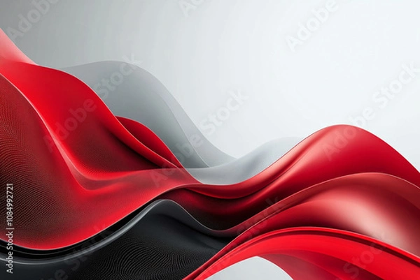Fototapeta Abstract Flowing Red and Black Fabric with Smooth, Glossy Texture
