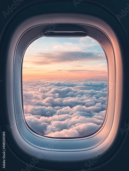 Obraz airplane window with clouds view