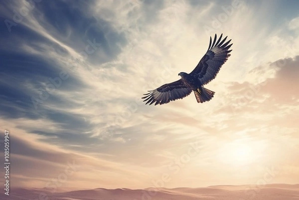 Obraz Majestic Hawk Soaring Against a Beautiful Sky
